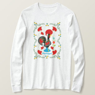 T-shirt Coq traditionnel du Portugal en noir