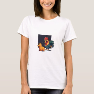 T-shirt Coq triste drôle pleurant sur une nugget de dinosa