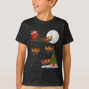 T-shirt Coqs Poules Santa Traîneau Volant Drôle Magique
