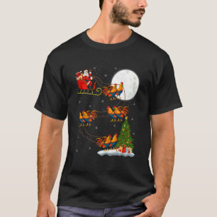 T-shirt Coqs Poules Santa Traîneau Volant Drôle Magique