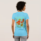 T-shirt Coquelicot orange rouge fleur d'art aquarelle aqua (Dos entier)