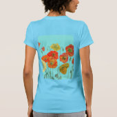 T-shirt Coquelicot orange rouge fleur d'art aquarelle aqua (Dos)