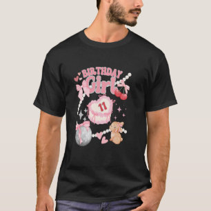 T-shirt Coquette 11e anniversaire fille Bow Cerises roses