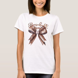 T-shirt Coquette Bow Baseball Mama Mocha Mousse Vibes
