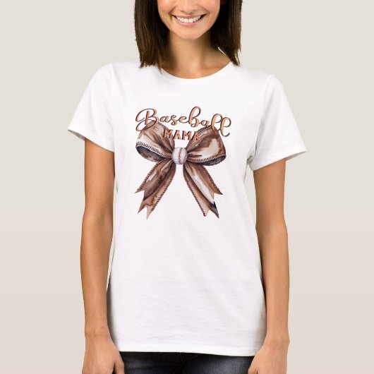 T-shirt Coquette Bow Baseball Mama Mocha Mousse Vibes (Devant)
