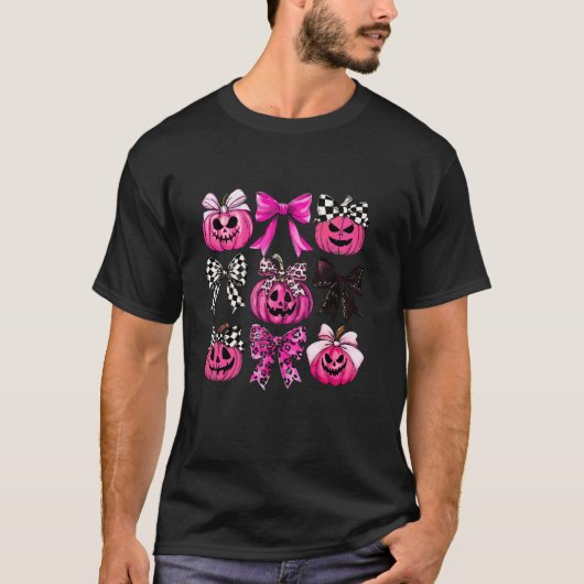 T-shirt Coquette Bow Jack-o'-lantern Citrouille saison Éff (Devant)