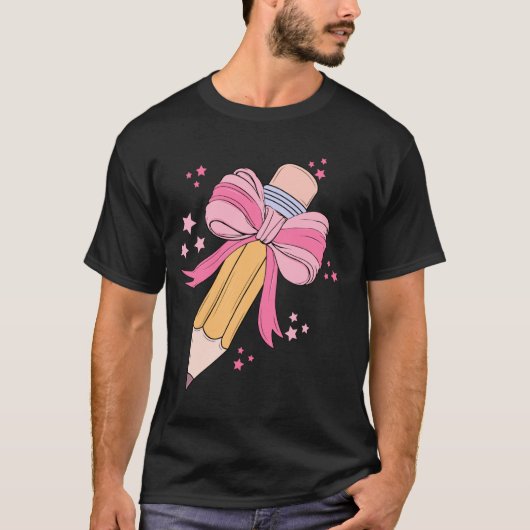 T-shirt Coquette Bow Pencil Étudiant Premier jour Retour (Devant)