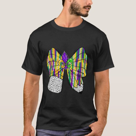 T-shirt Coquette Bow Pencil Mardi Gras Fleur-de-lis Teache (Devant)