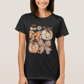 T-shirt Coquette Bow Pumpkin Season Thanksgiving Autumn Fa