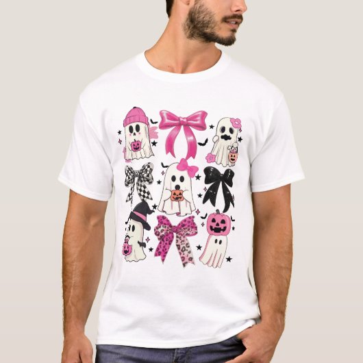 T-shirt Coquette Citrouille Fantôme Funny mignon Fantôme H (Devant)