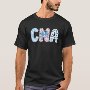 T-shirt Coquette CNA Infirmière Bleu Floral Stethoscope Bo