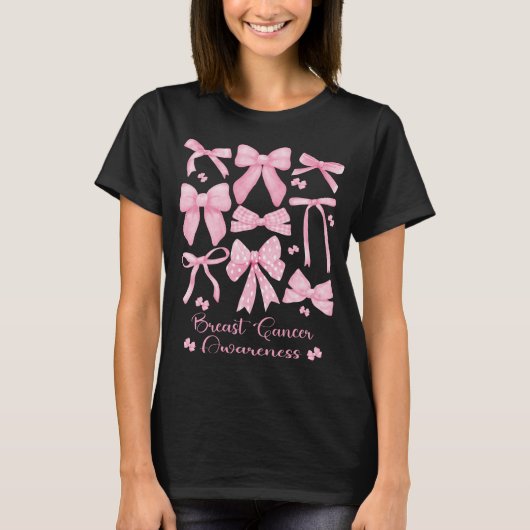 T-shirt Coquette Esthétique Pink Bow Cancer du sein (Devant)