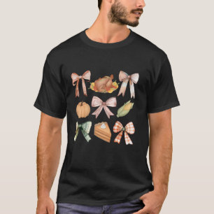 T-shirt Coquette Fall Bow Thankgiving Diner Aquarelle T