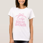 T-shirt Coquette fantaisie noeud à nouer douche nuptiale<br><div class="desc">Coquette fantaisie noeud moderne boho élégant design à la main fête de douche nuptiale favoriser décor assorti design t-shirt. Collection contemporaine rouge et rose.</div>