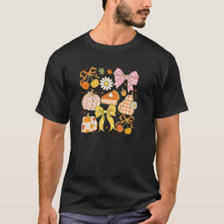 T-shirt Coquette Floral Bow Saison Citrouille Automne auto