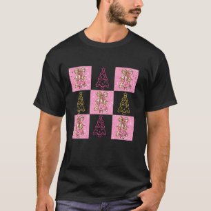 T-shirt Coquette gâteau de Noël rose À damiers rétro