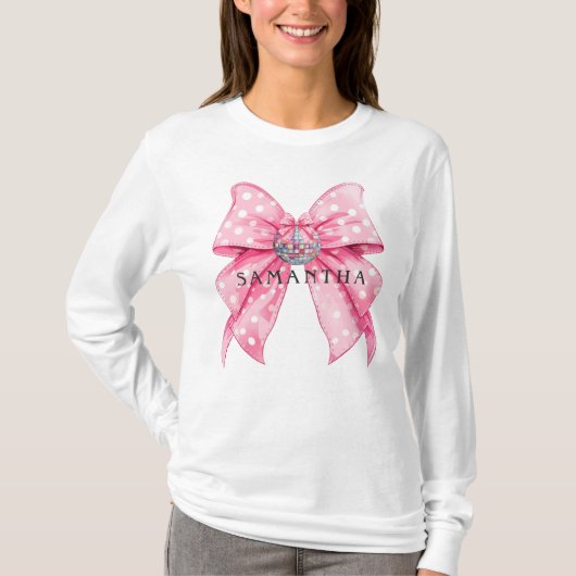 T-shirt Coquette mignonne fille Feminine Disco Ball Pink B (Devant)