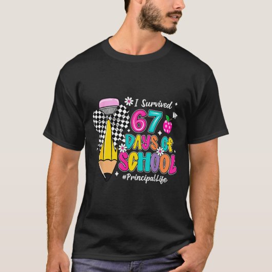 T-shirt Coquette Pencil I Survived 67 Days Of School Princ (Devant)
