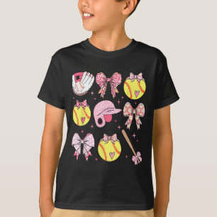 T-shirt Coquette Pink Bow Softball Maman Fête des mères