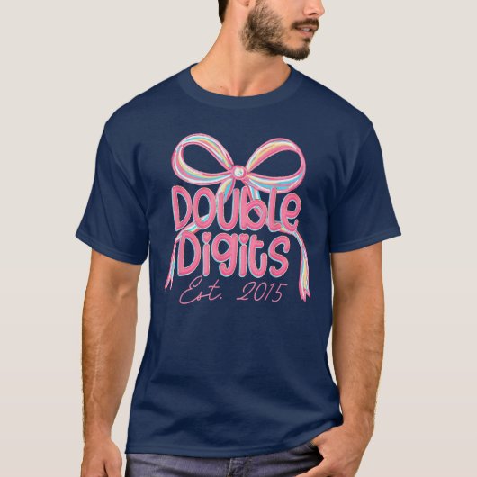 T-shirt Coquette Pink Bowen Double Digits 10th Birthday Es (Devant)