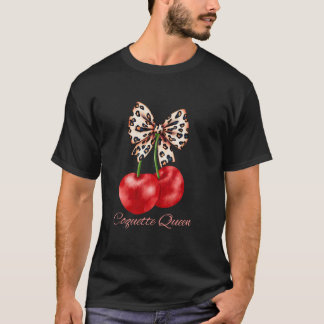 T-shirt Coquette Queen Cherry Leopard Ribbon Bow femmes Gi