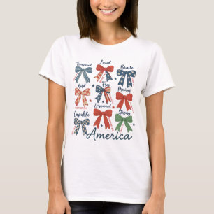 T-shirt Coquette Red White & Blue Patriotic Bows 4 juillet