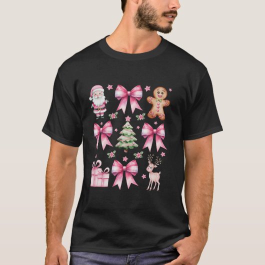 T-shirt Coquette Rose Bow Design Noël Rose Bow Christ (Devant)