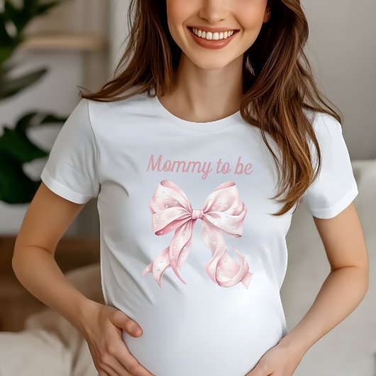 T-shirt Coquette rose Bow & Pearls Maman à être