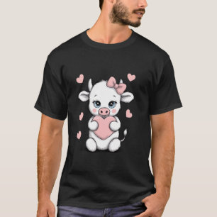 T-shirt Coquette Rose Coeur de vache Bow Noir & Blanc