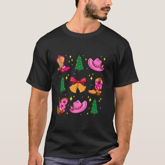 T-shirt Coquette rose de Noël Bow Xmas Tree (Devant)