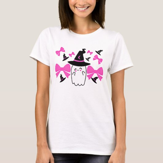 T-shirt Coquette rose Fantôme avec les vaches Halloween (Devant)
