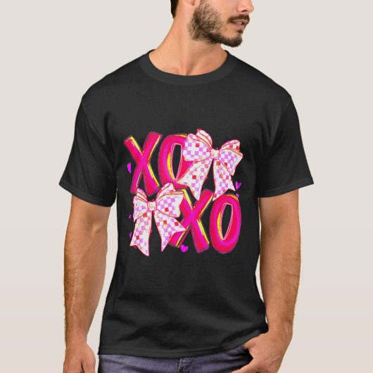 T-shirt Coquette Valentine Xoxo Funny Valentine Bow Hearts (Devant)