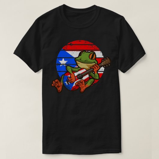 T-shirt Coqui Frog Playing GuitarPuerto Rico Animal152 (Design devant)
