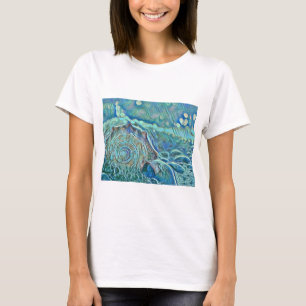 T-shirt Coquillage bleu dans la peinture marine moussante