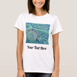 T-shirt Coquillage bleu dans la peinture marine moussante