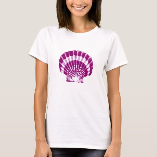 T-shirt Coquillage - violet et blanc (Devant)