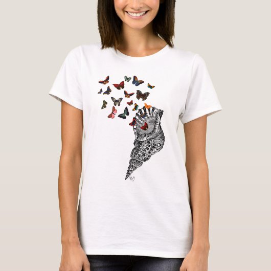 T-shirt Coquille de conque et papillons 2 (Devant)