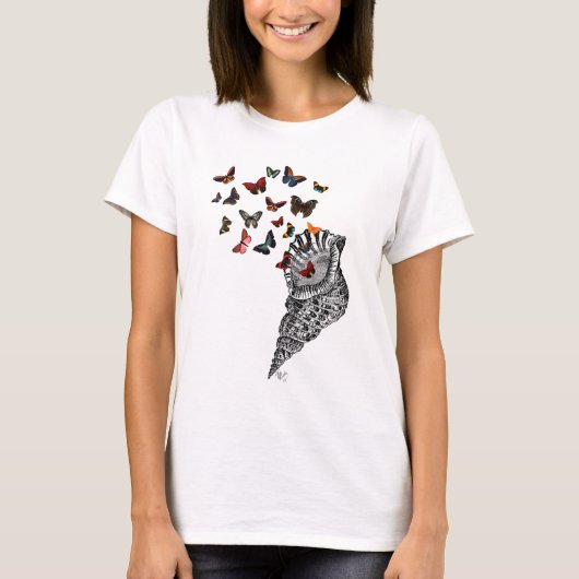 T-shirt Coquille de conque et papillons 2 (Devant)