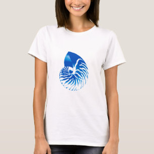 T-shirt Coquille de Nautilus - bleu cobalt et blanc