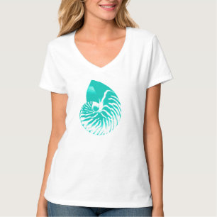 T-shirt Coquille de Nautilus - turquoise, aqua et blanc