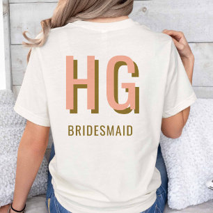 T-shirt Corail + Monogramme Brown Mariage Soirée d'accueil
