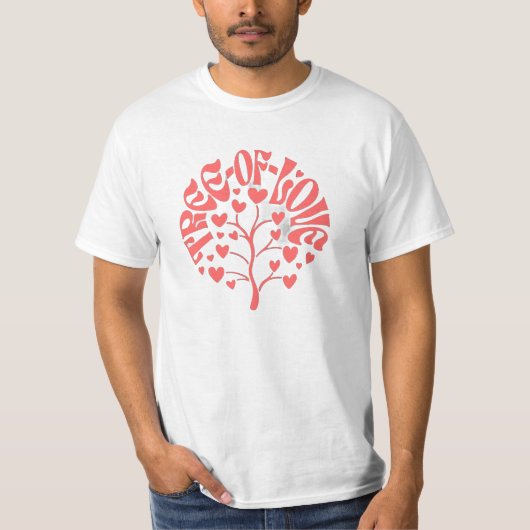 T-Shirt Corail Rétro « Arbre de l'Amour » Typograp (Devant)