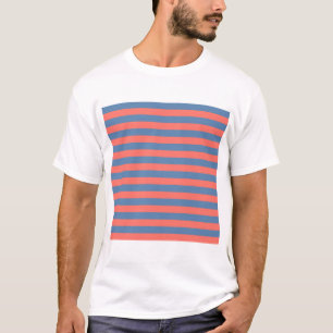T-shirt Corail vivant et lignes horizontales bleues du Pac