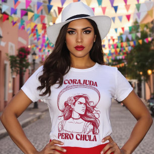 T-shirt Corajuda Pero Chula Latina Bonita Line Art