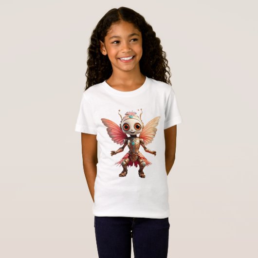 T-Shirt Coral Gold Cute Dancing Robot Pixie (Devant entier)