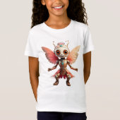T-Shirt Coral Gold Cute Dancing Robot Pixie (Devant)