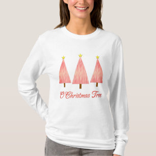 T-shirt Coral rose Ombre Motif Arbres de Noël modernes