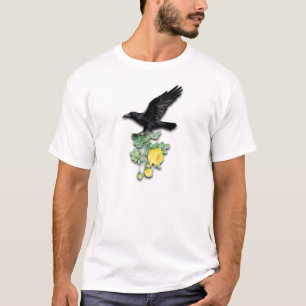 T-shirt Corbeau à la rose jaune