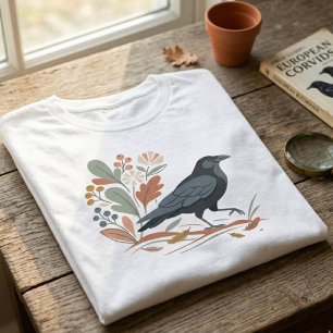 T-shirt Corbeau amateur de la nature Graphique d'art folkl