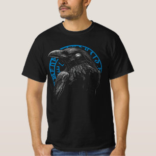 T-shirt Corbeau avec Runes Nordiques - Art Sombre